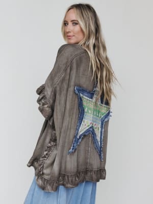 Robbie Star Patchwork Denim Jacket: undefined