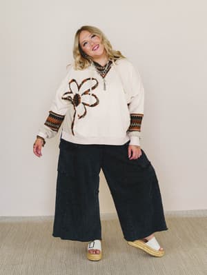Patchwork Poppy Sweater - Natural L / Natural