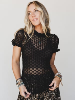 Hopeful Lace Top - Black L / Black