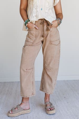 Elevated Eyelet Barrel Jeans: undefined
