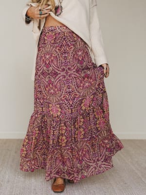 Printed Daydream Maxi Skirt: undefined