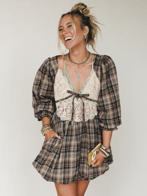 Plaid Revival Mini Dress: undefined