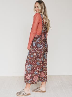 high-hopes-flower-printed-overalls-brown/Brown