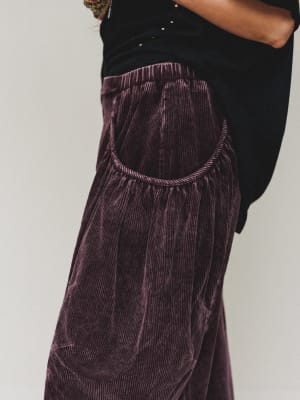 the-nest-nora-gathered-barrel-corduroy-pant-burgundy/Burgundy