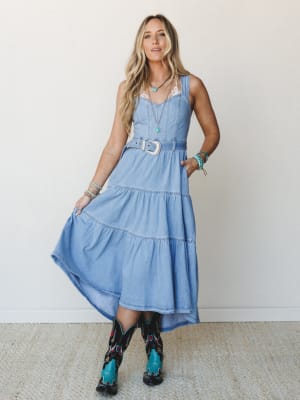 Denim Meadows Dress: undefined