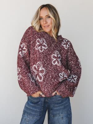 Flower Drop Sweater: Burgundy