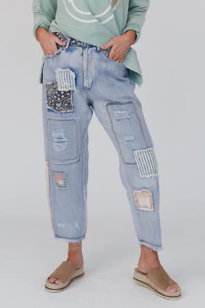 Offshore Patchwork Detail Pants: undefined