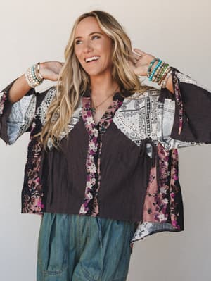 Charming Garden Top: Charcoal