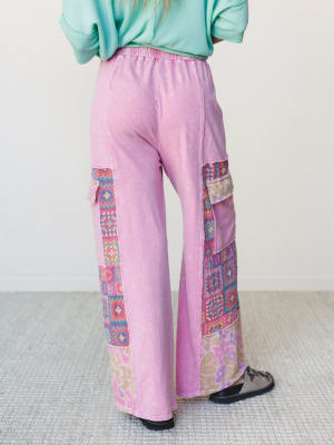 Desert Collage Pants - Bubble Gum S / Bubble Gum