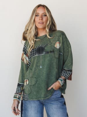 Wild Iris Patchwork Top: undefined