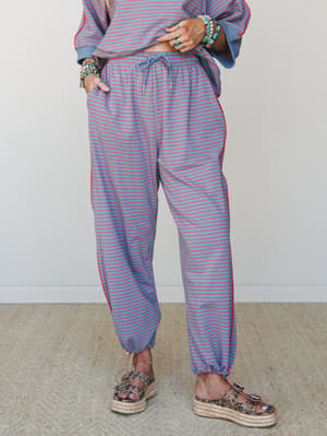 Desert Rose Striped Pants: Dusty Blue