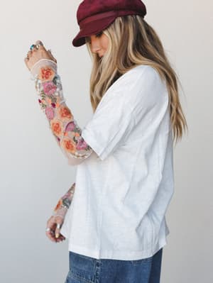 Kindred Floral Embroidered Top: White