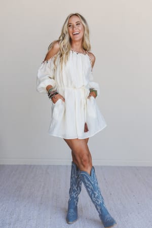 Elia Open Shoulder Dress: undefined