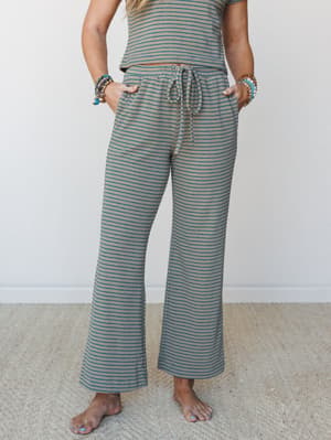 Daily Stripes Pant: Basil Green
