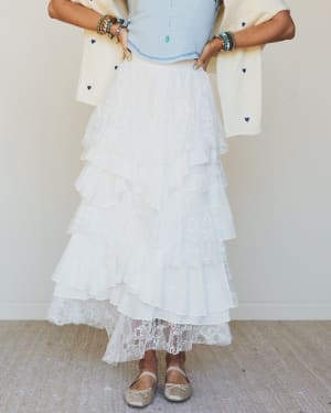 Quiet Getaway Lace Maxi Skirt: undefined