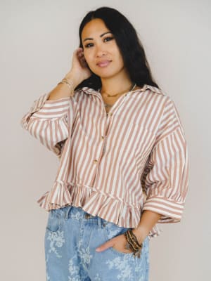 Go Time Blouse - Ivory Rust L / Ivory Rust