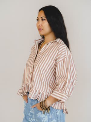 Go Time Blouse - Ivory Rust L / Ivory Rust