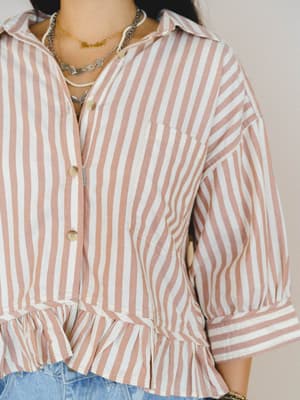 Go Time Blouse - Ivory Rust L / Ivory Rust