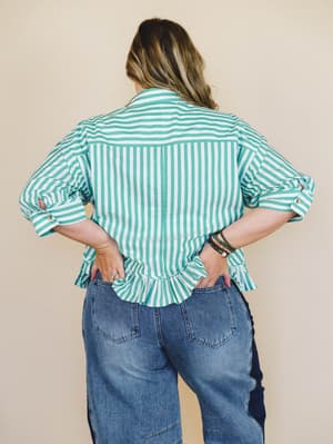 Go Time Blouse - Ivory Green L / Ivory Green