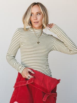 Set in Stripes Top: Olive
