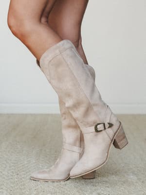 Lena Knee High Boot: Beige