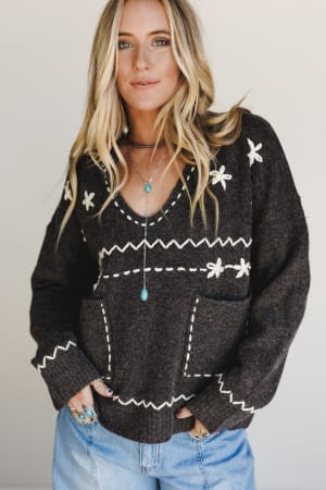 chai-embroidered-knit-sweater-charcoal/Charcoal