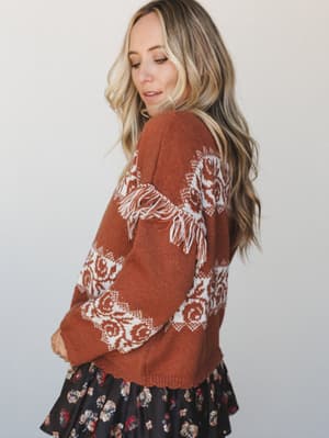 Thorns and Roses Sweater: thorns-and-roses-sweater-rust-wood/Rust