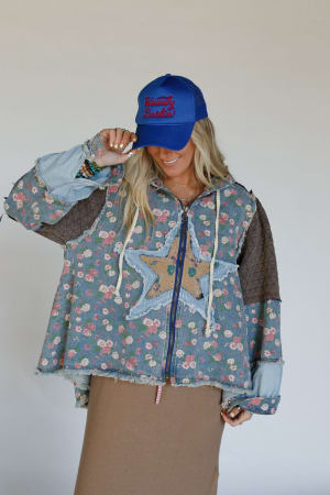 Starlit Petals Hoodie Jacket: undefined