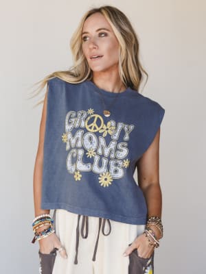 The Nest Groovy Moms Club Graphic Top: undefined