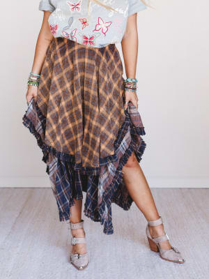 Sand Dancer Plaid Skirt in Navy