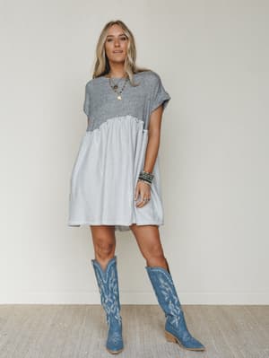 The Nest No Fuss Babydoll Dress - Gray XL / Gray