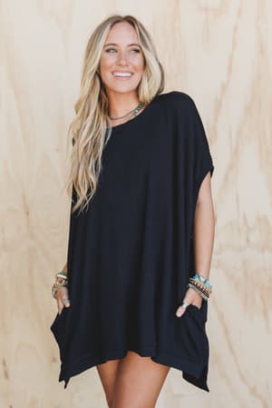 The Nest Moon Glow Texture Dress: the-nest-moon-glow-texture-dress-black/Black