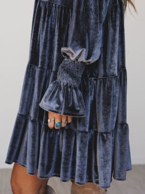 the-nest-maddie-velvet-dress-charcoal/Charcoal