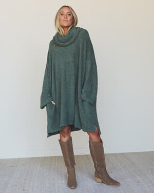 The Nest Hartlie Sweater Dress: the-nest-hartlie-sweater-dress-basil/Basil