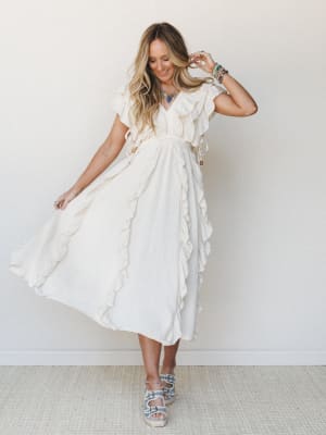Thrills and Frills Ruffle Maxi Dress: undefined