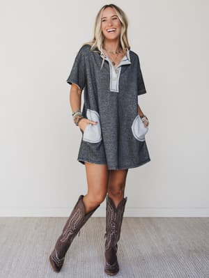 the-nest-jodi-tunic-dress-two-tone-black/Two Tone Black
