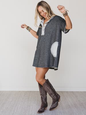 the-nest-jodi-tunic-dress-two-tone-black/Two Tone Black