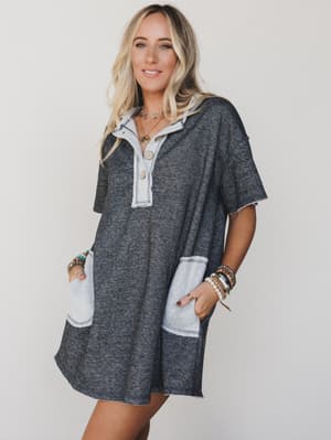 the-nest-jodi-tunic-dress-two-tone-black/Two Tone Black