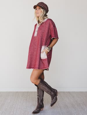 the-nest-jodi-tunic-dress-two-tone-marsala/Two Tone Marsala