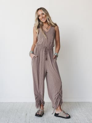 The Nest Solie Cinched Jumpsuit - Mocha S / Mocha