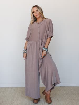The Nest Sweet Stroll Wide Leg Jumpsuit: Acorn