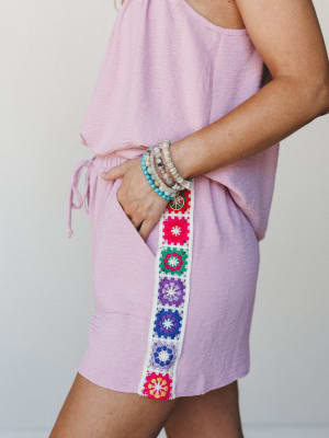 The Nest Carefree Days Crochet Detail Short: undefined