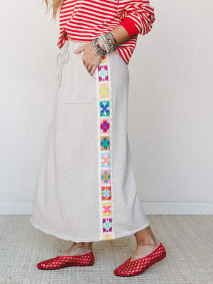 The Nest Love Seeker Crochet Panel Maxi Skirt: undefined