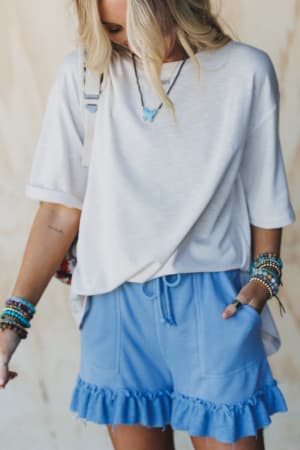 the-nest-beachline-textured-shorts-denim/Blue