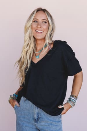 the-nest-tried-and-true-v-neck-tee-black/Black