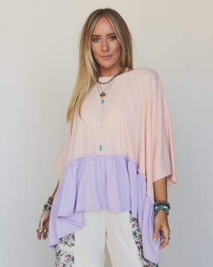 The Nest Sally Ruffle Top - Peach Lilac XL / Peach Lilac