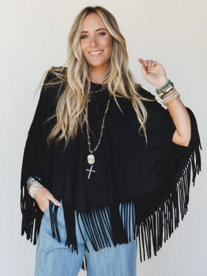 The Nest Showstopper Fringe Poncho: undefined