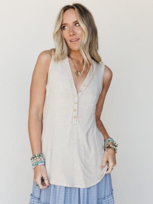 The Nest Shelli Henley Tank Top: undefined