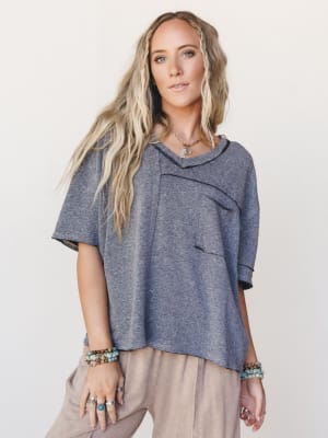 The Nest Katie V Neck Tee - Black S / Black