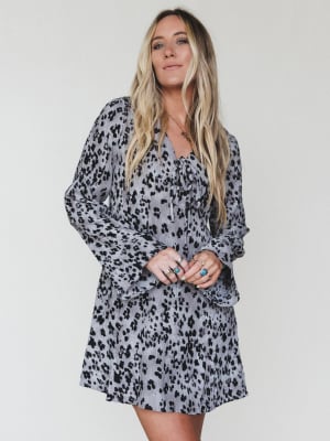 Catwalk Mini Dress - Grey Leopard L / Grey Leopard